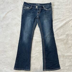Amethyst Jeans Women's Size 13 Bootcut Mid Rise Studded Embellished Blue Denim